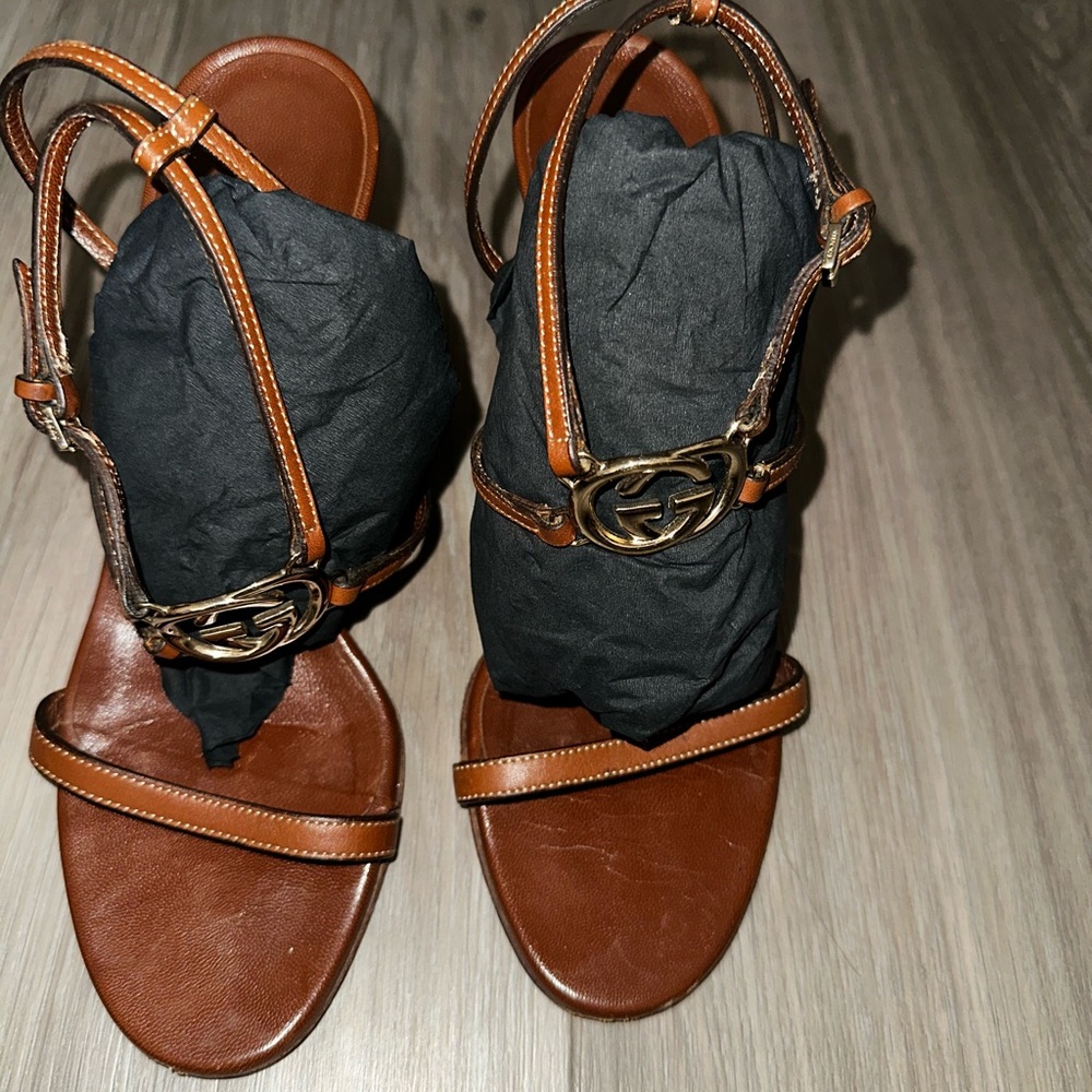Gucci Brown Leather Women's Sandals